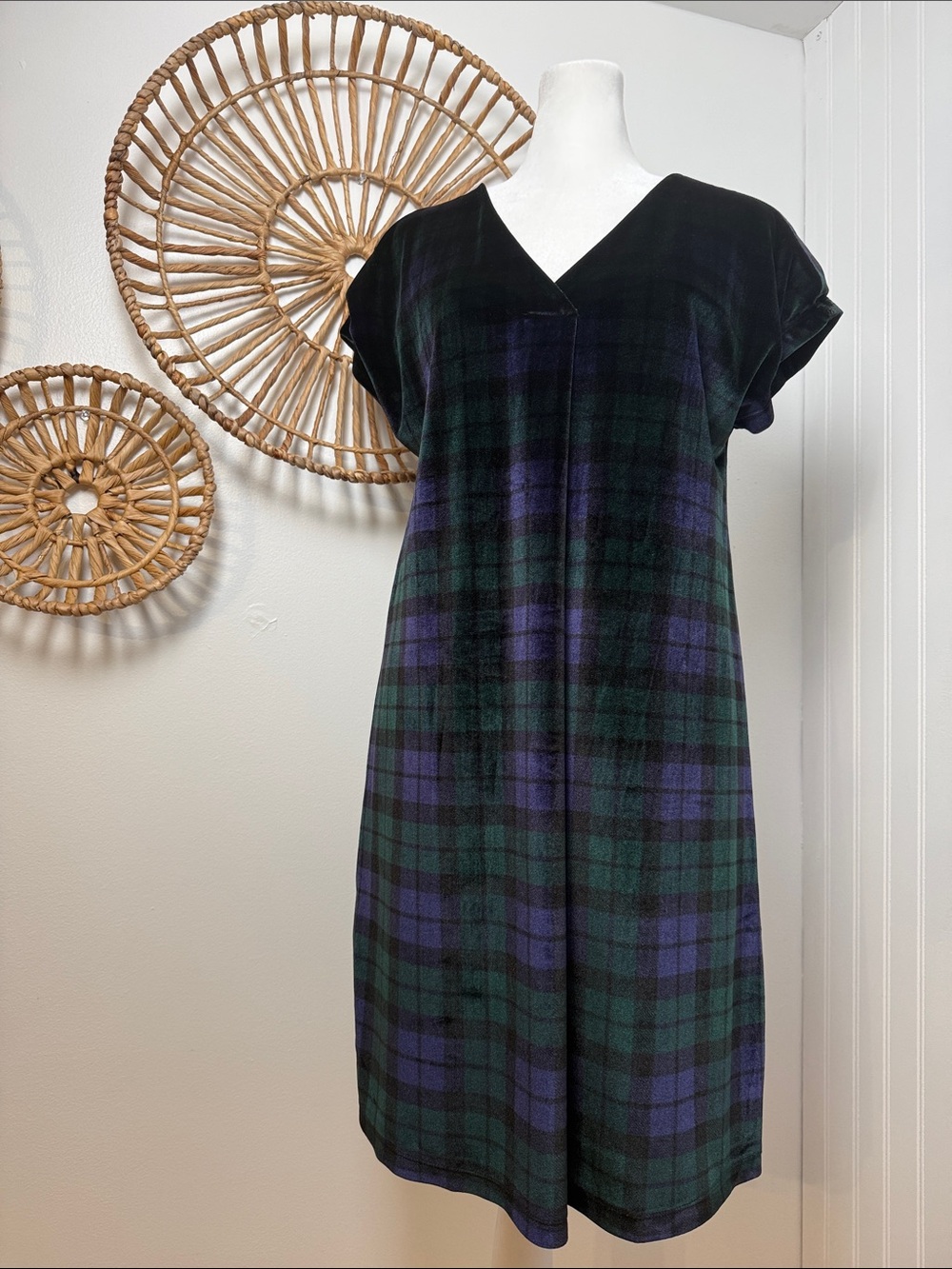 Vineyard Vines Blackwatch Plaid V-Neck Dress